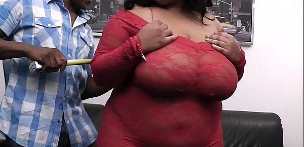  BBW in lingerie takes big black meat from behind